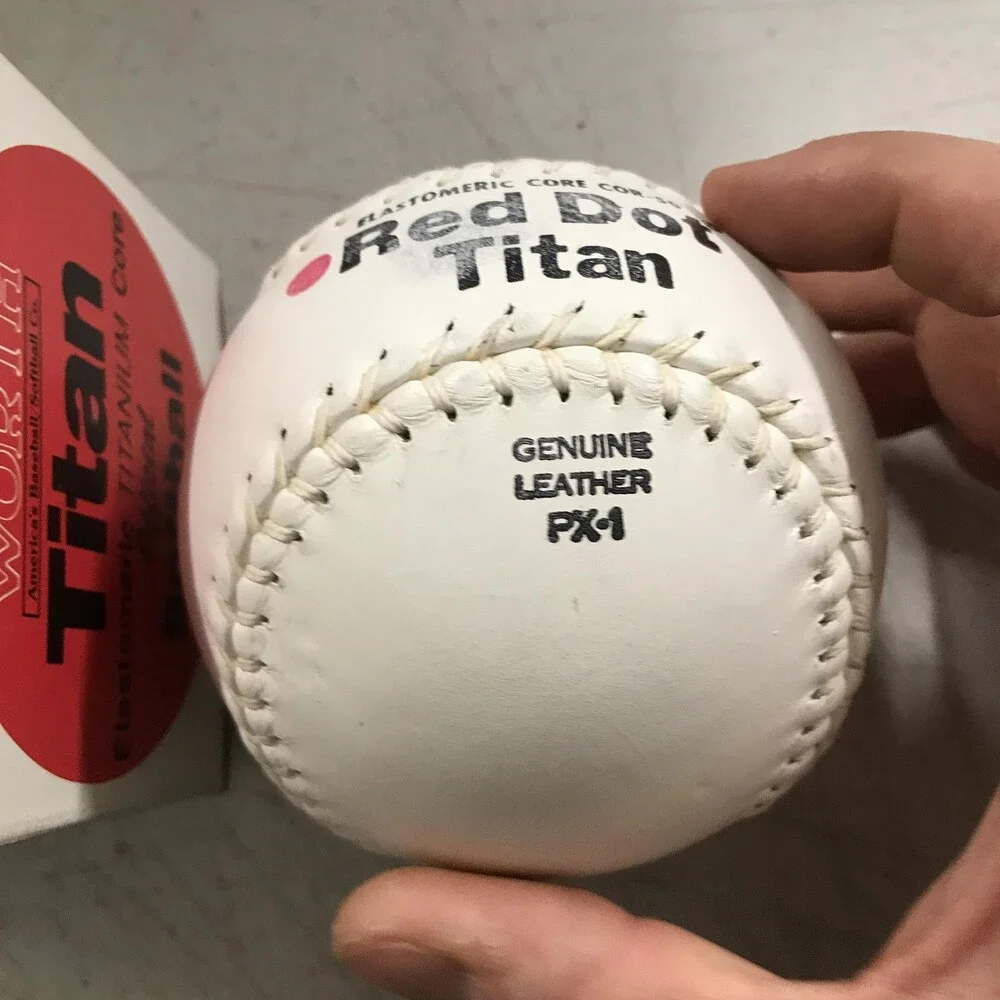 Lot of 11 Vintage Worth Titan Softball 12 in White Red Dot PX-1 Leather COR-50